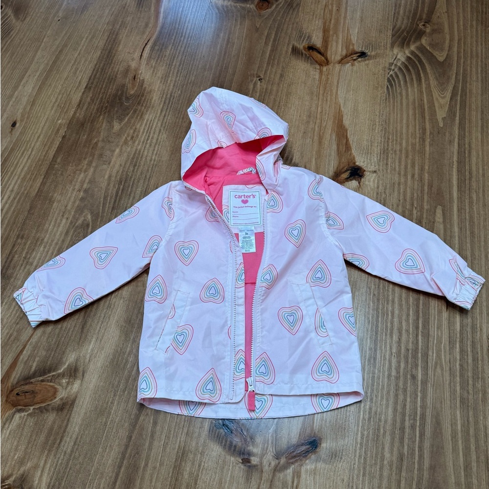 Carters Rain Coat Pink Rainbows Size 3T